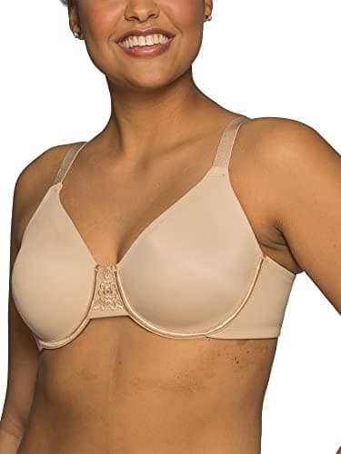 Vanity Fair Women's Beauty Back Smoothing Minimizer Bra, Minimizes Bust Line up to 1.5", Non Padded Cups up to H - Damask Neutral, 38D
