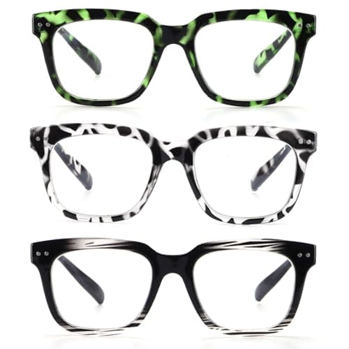 CHOFILORD Ladies Reading Glasses Blue Light Blocking Spring Hinge Computer Readers, Fashion Eyeglasses for Women Men (MIxed, 2.0, x)