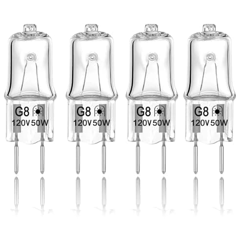 GeegAcc 6912A40002J Microwave Halogen Light Bulb for LG for Kenmore LMV2031ST LMV2031BD 83543, 120V 50W G8 Microwave Oven Lamp Bulb Replace 2025028 EA3610037 PS3610037 AH3610037 4 Pcs