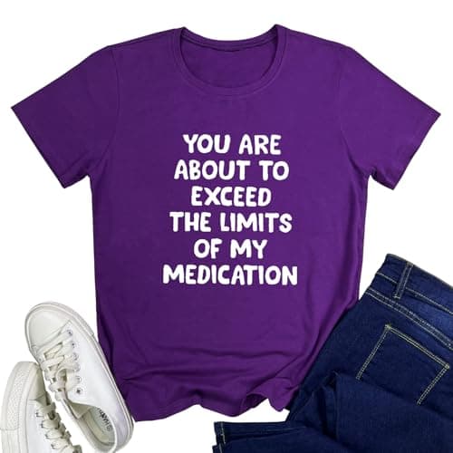 LOOKFACE Women's Graphic Tees You are About Tees Purple Small