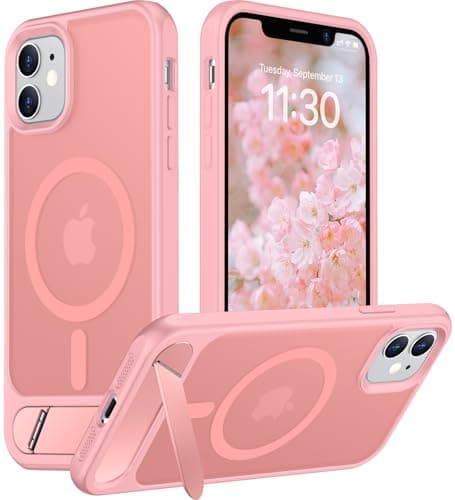 Temdan Magnetic Compatible with iPhone 11 Phone Case, [Built-in Invisible Kickstand][Compatible with MagSafe] [Military Grade Shockproof] Slim Translucent Matte Phone Case for iPhone 11 6.1"