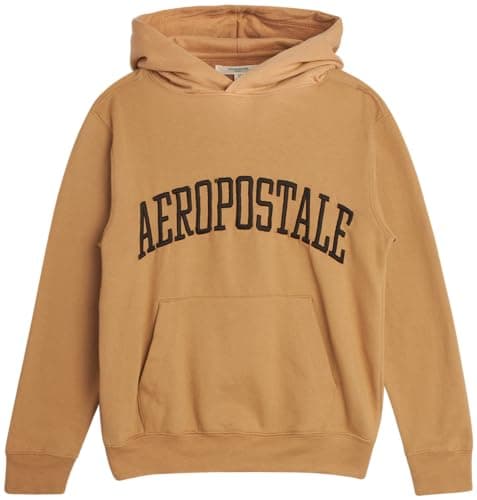 AEROPOSTALE Boys' Sweatshirt - Cozy Soft Cotton Blend Fleece Casual Pullover Graphic Hoodies for Boys (Sizes: 8-16), Size 8, Iced Cofee