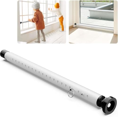 Abiglifty Sliding Door Security Bar, 17-50 Inch Adjustable Heavy Duty Sliding Glass Door Security bar with Rubber Tips for Windows, Home, Apartment & Travel (White)