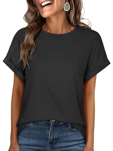 ANRABESS Oversized Tshirts for Women Summer Tops Short Sleeve Casual Loose Basic Tee Shirt Cute Outfits 2025 Trendy Clothes Black Large