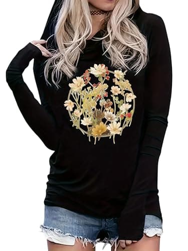 Live by The Sun Love by The Moon Hoodie Women's Sun and Moon Casual Long Sleeve Sweatshirt Round Neck Pullover Tops (S, Black 5)