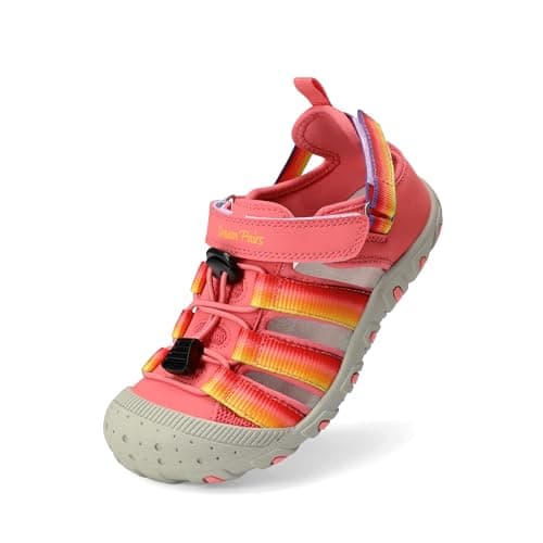 DREAM PAIRS Boys Girls Outdoor Athletic Sport Sandals Summer Hiking Beach Casual Closed Toe Rainbow Multicolor for Toddler/Little/Big Kids,Size 8 Toddler,Red/Rainbow,SKST26001K