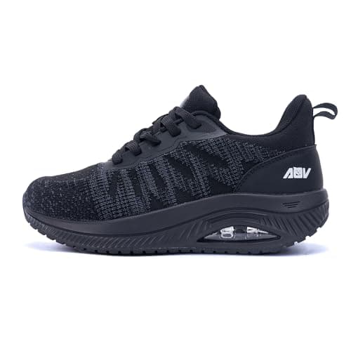 BiNHam Women's Walking Shoes with Arch Support Plantar Fasciitis Relief Tennis Sneakers Comfortable for Gym Workout Black/Black 10.5