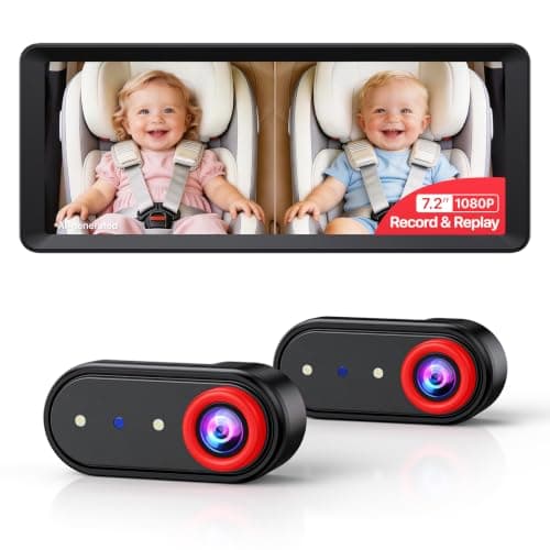 LUCKVIEW Double Car Camera Baby Monitor with Recording for 2 Kids