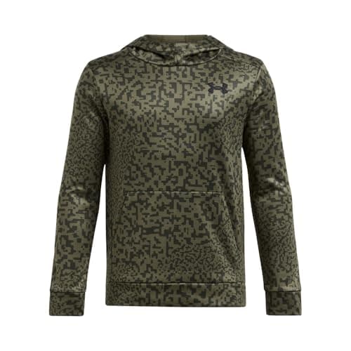 Under Armour Boys' Armour Fleece Printed Hoodie, (390) Marine OD Green/Baroque Green/Black, X-Small