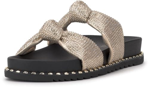 Jessica Simpson Women's Caralyna Studded Knot Sandals Champagne 5 Medium
