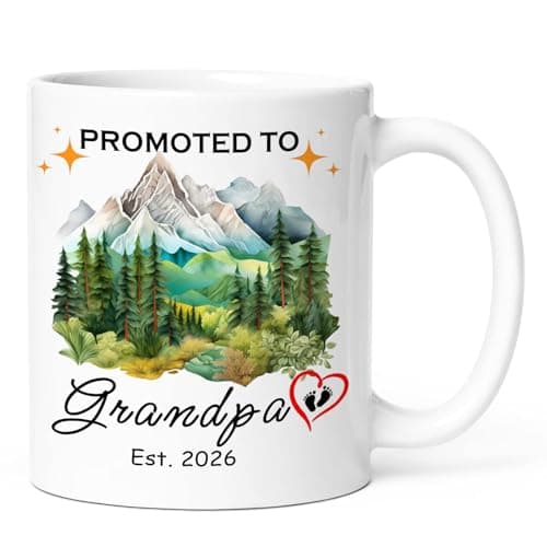 KOXAME Promoted To Grandpa 2026 Coffee Mug 11oz, Baby Reveal Mug Gift for New Grandparent, First Time Papa To Be Grandparents Gifts for Pregnancy Announcement (grandpa2026)