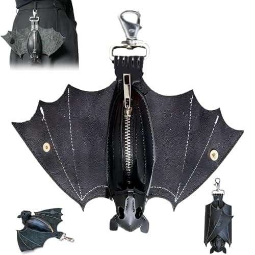 Bat Shaped Coin Purse, Faux Leather Gothic Mini Wallet, Cute 3D Bat Coin Pouch with Key Clip, Portable Zipper Change Purse for Women Man Novelty Gift for Halloween Christmas