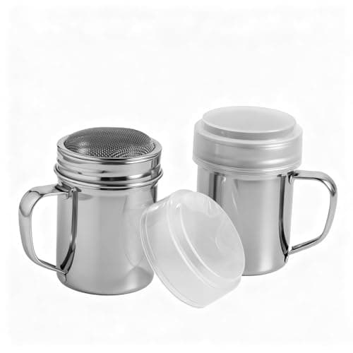 WINDAWNKE 2 Pcs Stainless Steel Powdered Sugar Shaker Duster with Handle