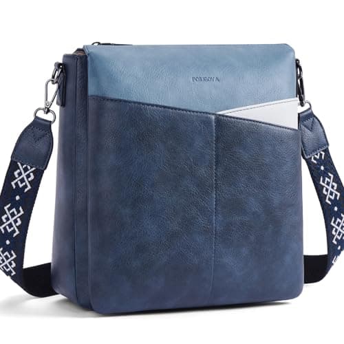 POIUGOYA Medium PU Leather Crossbody Bag for Women, Dual Compartment Purse