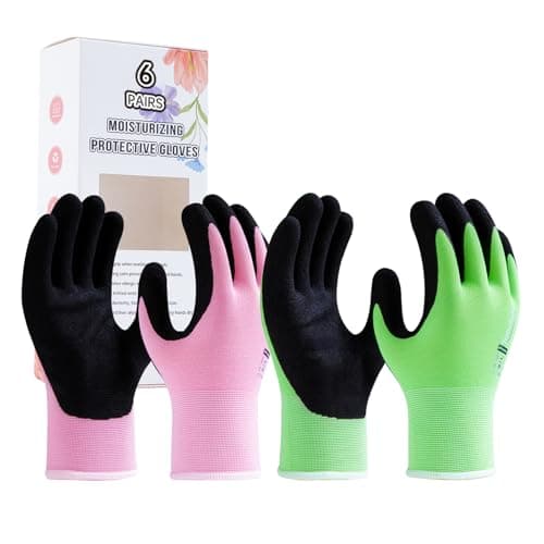 HandLove Gardening Gloves for Women, 6 Pairs,Medium, Pink&Green