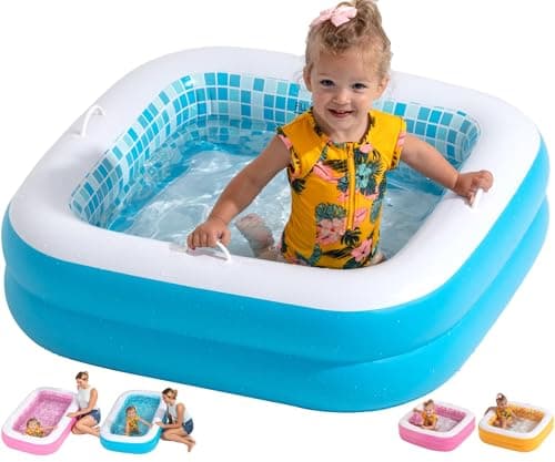 3-in-1 Inflatable Baby Pool, Bathtub & Ball Pit for Toddlers 1-3, Patented Safety Secure Grip Handles, Soft Floor & Drain - Summer Water Toys, First Birthday Gifts, Kiddie Pool for Ages 1 2 3, 34"x10"