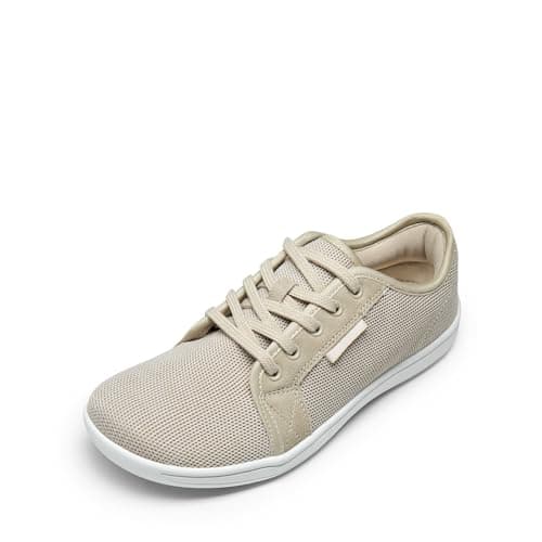 DREAM PAIRS Women's Barefoot Walking Wide Toe Box Zero Drop Minimalist Sneakers Non Slip Breathable Comfortable Lightweight Walking Shoes,Size 10W,Beige,SDWS2401W-W