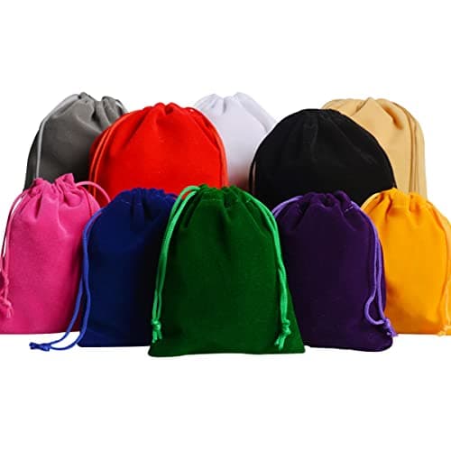 Petunny 30 Pcs Velvet Drawstring Bags, 3.93" x 4.72" Velvet Pouch for Gift, Wedding, Birthday Favors (Mixed Color)