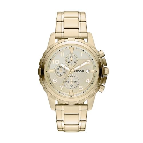 Fossil Men's Watch, Dean Quartz Stainless Steel Chronograph Watch for Men, Color: Gold