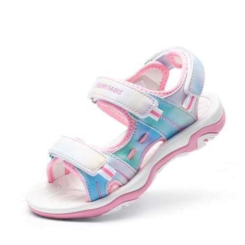 DREAM PAIRS Boys Girls Sandals Kids Athletic Summer Sports Water Shoes for Toddler/Little Kid/Big Kid,Size 8 Toddler,Rainbow/Pink-Pu,170891_K