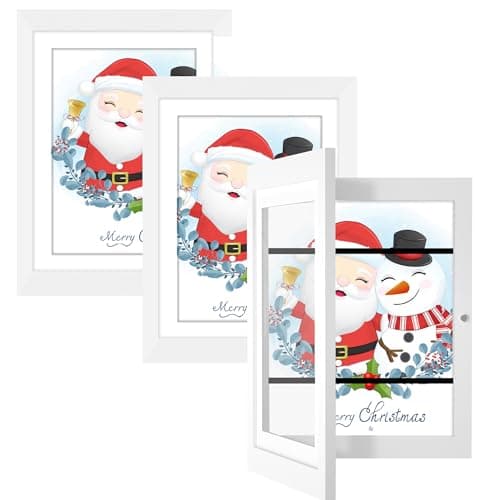 Orionstar 3 Pack Kids Art Frames, Kids Artwork Picture Frames Changeable, Front Opening Picture Display Holds 11.8X8.5 100 A4 Pcs, Artwork Display Storage Frames for Children, Home and Office (White)
