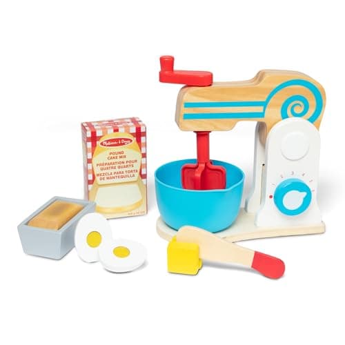 Melissa & Doug Wooden Make-a-Cake Mixer Pretend Play Baking Set
