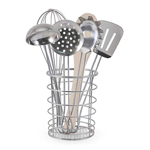 Melissa & Doug Stir & Serve Cooking Utensils (7 pcs) - Stainless Steel & Wooden Play Kitchen Accessories, Preschool Learning Toys for Girls & Boys 3+