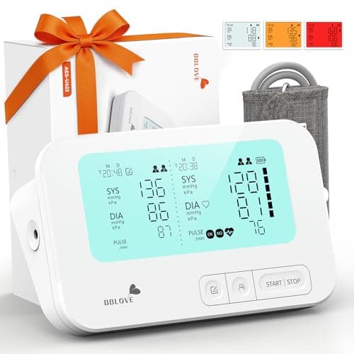 BBLOVE Blood Pressure Monitor for Home Use FSA&HSA Eligible, Medical-Grade Accuracy,Automatic Upper Blood Pressure Monitor with Three-color warning and 2-User, Large Display, Birthday Gifts for Family