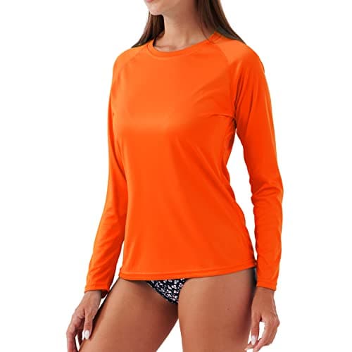 SG Edge Women Essential Long Sleeve Rash Guard Swim Shirt,XXL,Sunset Red