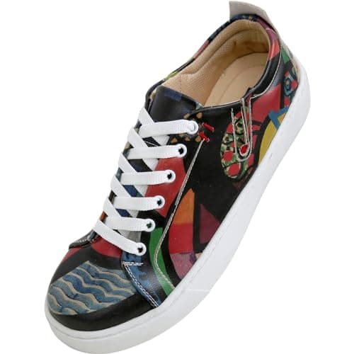 DOGO Vegan Leather Sneakers for Women - Handmade and Unique Fashion Sneakers for Women, Want Some Color Design, Size 6