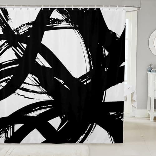 jejeloiu Black and White Shower Curtain for Bathroom Decor 72"x72"
