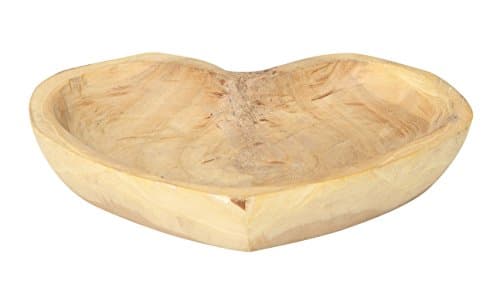 Creative Co-Op Decorative Paulownia Wood Heart‑Shaped Bowl, Natural Finish