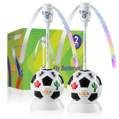 chemotex Fly Fans for Tables, Soccer Theme Table Top Fly Spinner to Keep Flies Away from Food, Portable Fly Repellent Fan with Soft Stop Blades for Outdoor, Picnic, Party & BBQ, 2 Packs