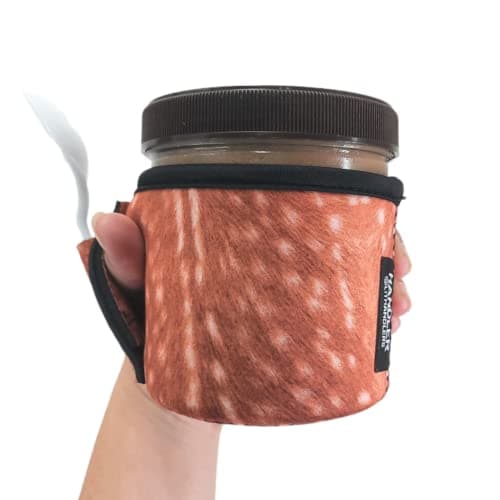 Lit Handlers Ice Cream Cooler Sleeve - Neoprene Ice Cream Pint Holder with Handle - Tear Resistant Cooler & Container - Machine Washable & Leak Proof Cup Cover for Yogurt & Frozen Desserts (Deer Hide)