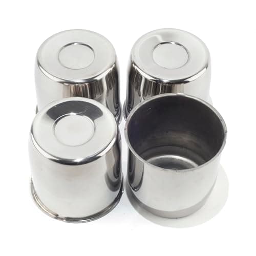 GTownWorks 4.25 Inch Stainless Steels Trailer Wheel Center Caps Fit 4.25" Center Bore Truck Trailer RV SUV Wheels Rims, Chrome Silver Push Through Hub Covers, 4Pcs, Height 4.11 in