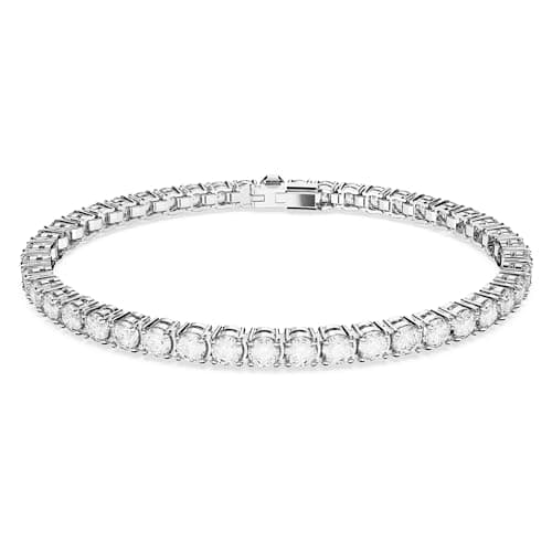 Swarovski Matrix Tennis Bracelet, Round Cut, Clear, Rhodium Finished