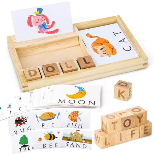 TOY Life Montessori Toys for 3-5 Year Old, Baby Alphabet Sight Words Flash Cards for Toddler, Reading Spelling Games, CVC Words for Kindergarten Preschool Learning & Education Activities Toys for Kids