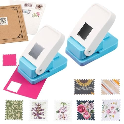 BAOFALI 2Pcs/Set Stamp Punch, Stamp Puncher, 1X0.8inch Rectangular Postage Stamps Punches, Lever Paper Punches for Crafting,Craft Cutter Hole Puncher for Scrapbooking Journaling Card Making