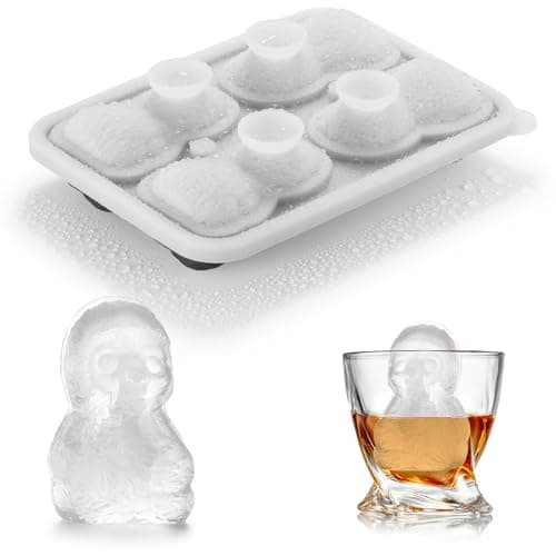 ACOOKEE Sloth Ice Cube Tray Fun Shapes, Odd Novelty Cute Sloth Gifts, 2.2" Large Silicone Whiskey Ice Mold for Cocktails,Bourbon,Brandy, w/Funne