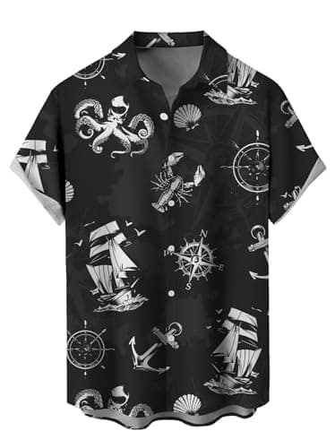 MIGFAXU Mens Short Sleeve Button Down Shirts Casual Printed Button Up Shirts Hawaiian