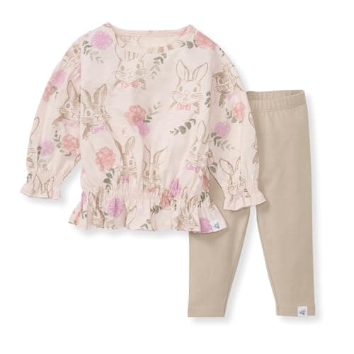 Burt's Bees Baby - Baby Girls Top and Pant Set, Tunic and Leggings Bundle, 100% Organic Cotton