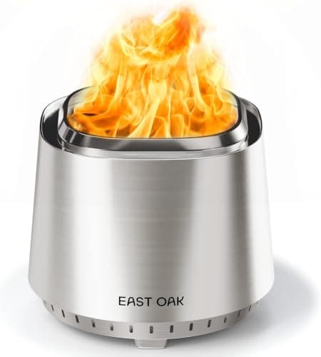 East Oak Camber Smokeless Fire Pit 17'' for Outdoor Patio, 304 Stainless Steel Wood Burning Fireplace, Portable Bonfire Pit with Poker, Stand & Removable Ash Pan for Camping