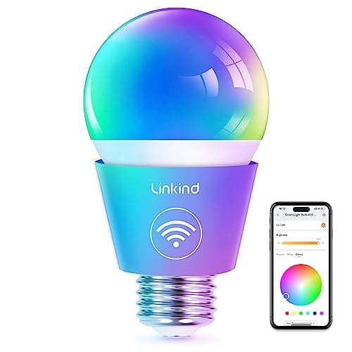 Linkind Smart Light Bulbs, WiFi Bulbs Work with Alexa & Google Home, RGBTW Color Changing Light Bulb with APP Control, 9W LED Smart Bulb Equivalent 60W, A19 E26 Alexa Light 2.4Ghz 800LM Dimmable