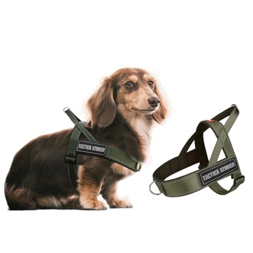 Dog Harness, Upgraded Escape Proof Adjustable Vest Puppy Outdoor Walking, Soft Breathable Jacket with Reflective Strips for Dark Night (Army Green, S)