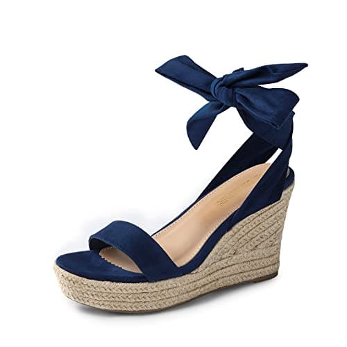 DREAM PAIRS Women's Espadrille Wedge Sandals,Size 6,Navy