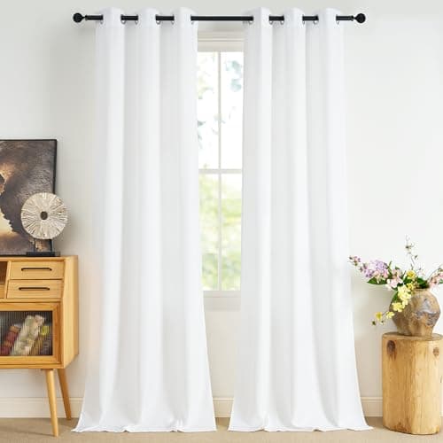NICETOWN White Sheer Curtains 96 inches Long for Bedroom Living Room