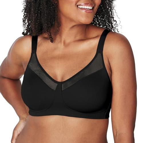 Playtex womens 18 Hour Smoothing Wirefree Us4697 Minimizer Bra, Black, 36DDD US