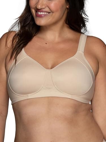 Vanity Fair Womens Medium Impact Sports For Breathable, Moisture Wicking, Padded Cups Up To Ddd Bra, Wireless - Neutral, 40DD US