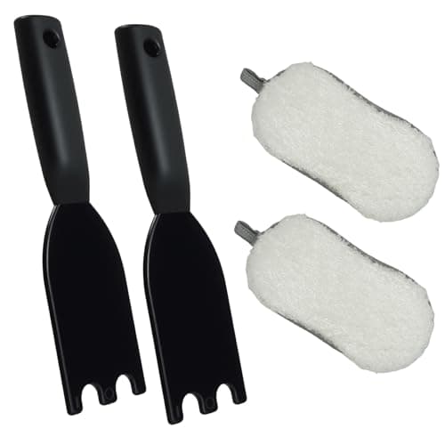 Nextpal 4 Pcs Grill Pan Scraper and Sponge Brush Set, Nylon Spatula Cleaner Tool Compatible with George Foreman Indoor Outdoor Grills, Universal Scraper for Barbecue and Kitchen Cleaning
