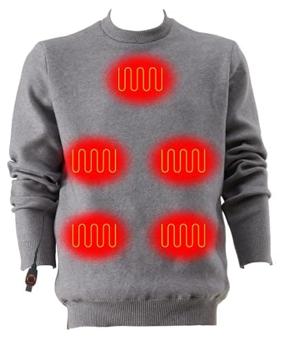 MYI Heated Shirt Undershirt Heating Tops Warm Underwear Electric Warmer Apparel Thermal Pullover Sweater Men Women Gray L (NOT Included Batteries)